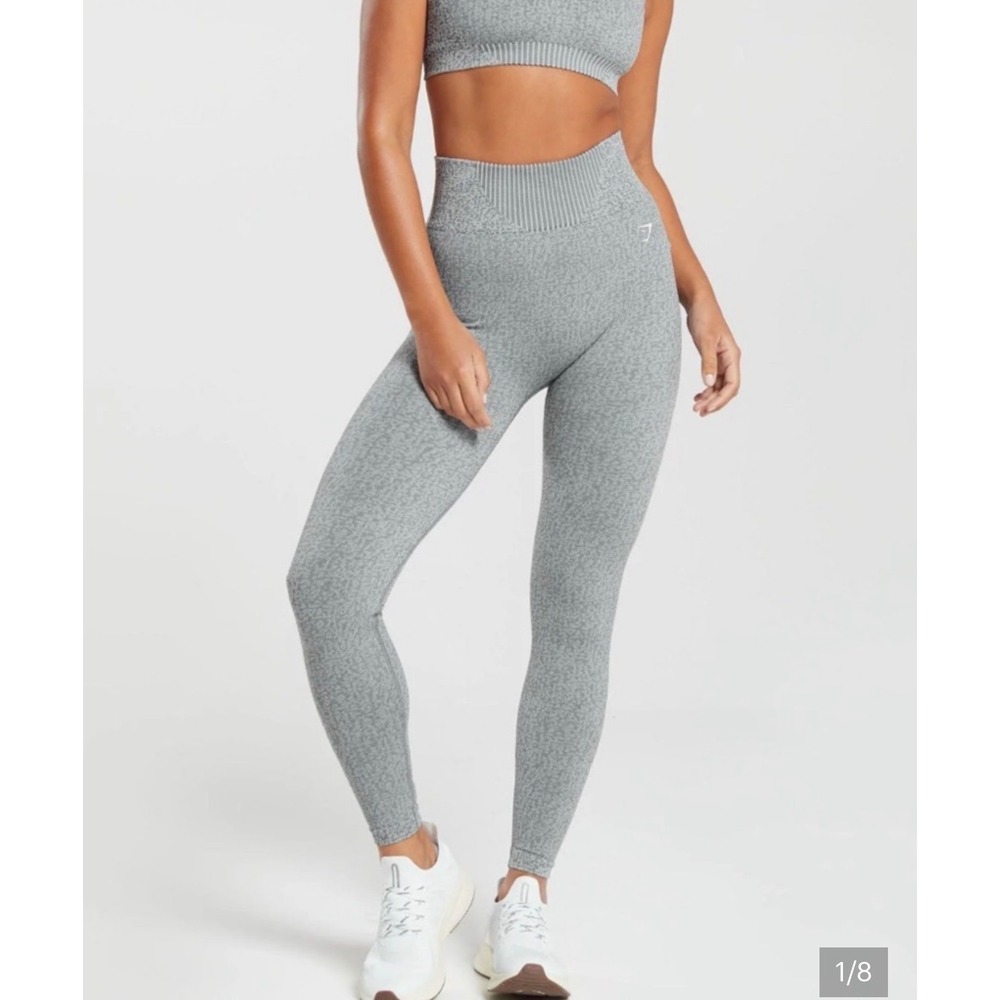 Gymshark Adapt Animal Seamless Leggings Grey Marl High Waisted Women Size M